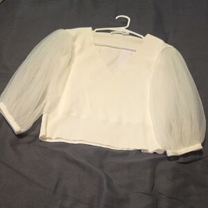 Elegant White V-Neck Sweater Blouse